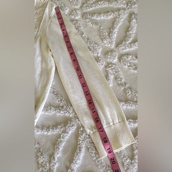 TORY BURCH White Fitted Sweater Cardigan with Crochet Detail - Picture 14 of 15